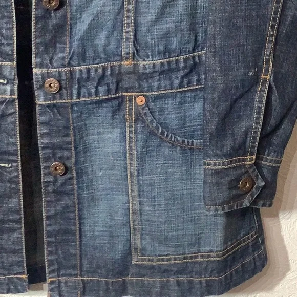 Lucky Brand - Sz M - 100% cotton denim long jacket slit pockets - button closure - Picture 5 of 10